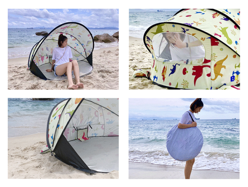 Cheap Goat Tents Seaside Automatic Tent 3 4 Person Camping Tent Beach Easy Instant Setup Portable Backpacking for Sun Shelter UV Protection   